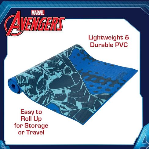 سجادة يوجا للأطفال من Marvel Avengers غير قابلة للانزلاق، سجادة للياقة البدنية والتمرين من مادة PVC لجميع الأغراض للأولاد والبنات، تتميز بوجود الرجل الحديدي وHulk وCaptain America، كحلي، 3 مم in Saudi Arabia