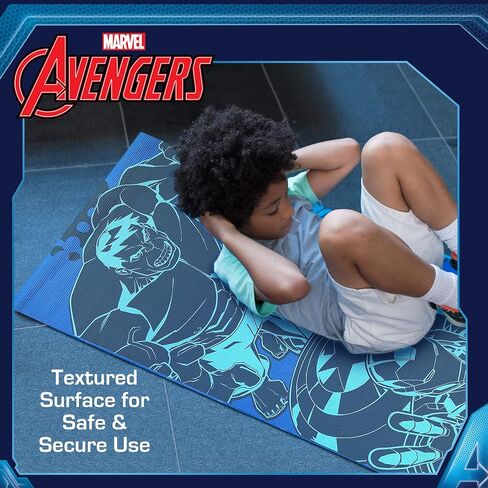 سجادة يوجا للأطفال من Marvel Avengers غير قابلة للانزلاق، سجادة للياقة البدنية والتمرين من مادة PVC لجميع الأغراض للأولاد والبنات، تتميز بوجود الرجل الحديدي وHulk وCaptain America، كحلي، 3 مم in Saudi Arabia