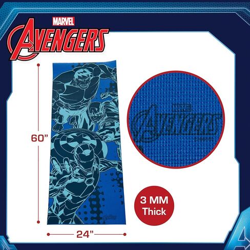 سجادة يوجا للأطفال من Marvel Avengers غير قابلة للانزلاق، سجادة للياقة البدنية والتمرين من مادة PVC لجميع الأغراض للأولاد والبنات، تتميز بوجود الرجل الحديدي وHulk وCaptain America، كحلي، 3 مم in Saudi Arabia