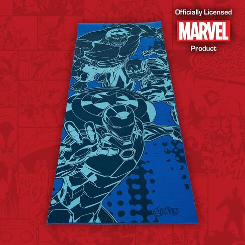 سجادة يوجا للأطفال من Marvel Avengers غير قابلة للانزلاق، سجادة للياقة البدنية والتمرين من مادة PVC لجميع الأغراض للأولاد والبنات، تتميز بوجود الرجل الحديدي وHulk وCaptain America، كحلي، 3 مم in Saudi Arabia