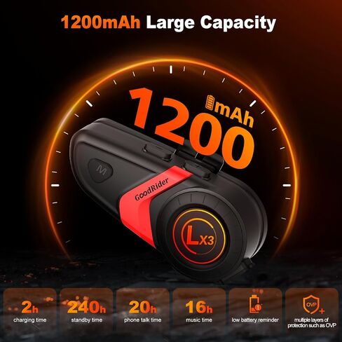 LX3 Motorcycle Bluetooth Headset,Sking Earphone,CVC Noise Cancellation Stereo Music Automatic answering,100 Hours Playing time High Sound Ultra-Thin Motorcycle Helmet Bluetooth in Saudi Arabia
