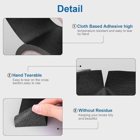 2 قطعة شريط ربط الكتاب 2 بوصة شريط إصلاح الكتاب الأسود شريط القماش شريط واسع للكتاب شريط العمود الفقري للكتب واللوازم اليومية والملفات in Kuwait