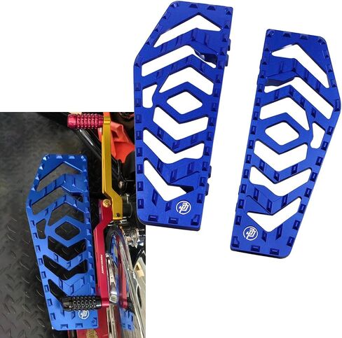 POWERJAMES 13.5 بوصة زرقاء CNC Geomatry Big Rider's Floorboard Foot Pedal Pad Controls Fits for Harley Touring 12-17 Softail FL، FLD و86-Later Touring Models (أزرق) in Saudi Arabia