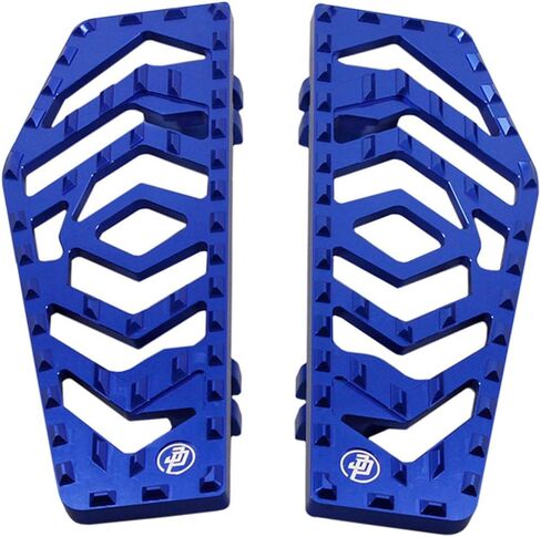 POWERJAMES 13.5 بوصة زرقاء CNC Geomatry Big Rider's Floorboard Foot Pedal Pad Controls Fits for Harley Touring 12-17 Softail FL، FLD و86-Later Touring Models (أزرق) in Saudi Arabia
