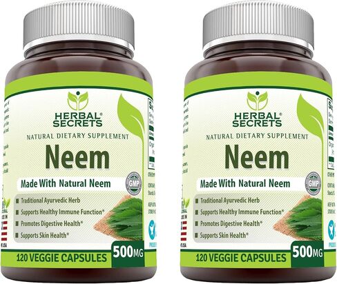 Herbal Secrets Neem Supplement (Non-GMO) Promotes Blood Purification, Promotes Healthy Immunity and Promotes Health Skin* (500mg Veggie Capsules, 120 Count (2 Pack)) in Saudi Arabia