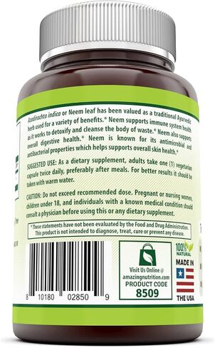 Herbal Secrets Neem Supplement (Non-GMO) Promotes Blood Purification, Promotes Healthy Immunity and Promotes Health Skin* (500mg Veggie Capsules, 120 Count (2 Pack)) in Saudi Arabia