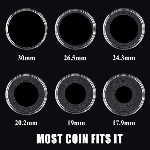 MUODR 30mm Coin Holders for Collectors, 180 Pieces Coin Capsule with 5 Size Gasket,Coin Storage Case,Coin Collection Supplies For Dime,Cent,Nickel,Quarter,Small Dollar in Saudi Arabia