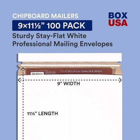 BOX USA StayFlat Mailer، 12.75 بوصة طول × 15 بوصة عرض، عبوة من 100 قطعة | ظرف Stayflats يحافظ على الصور والمستندات والأعمال الفنية محمية أثناء البريد والشحن، 12.75 × 15 in Kuwait