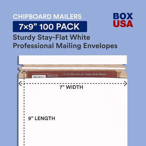 BOX USA StayFlat Mailer، 12.75 بوصة طول × 15 بوصة عرض، عبوة من 100 قطعة | ظرف Stayflats يحافظ على الصور والمستندات والأعمال الفنية محمية أثناء البريد والشحن، 12.75 × 15 in Kuwait