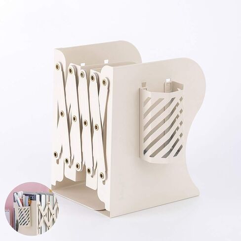 JIARI Adjustable Bookends Book Ends Stand Holder Book Storage Rack Shelf Bookend Desktop Desk Book Organizer with 1pcs Pen Holder (Black) in Saudi Arabia
