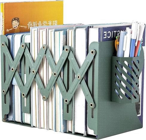 Metal Iron Book Ends Adjustable Bookends for Heavy Book Holder Heavy Duty Bookends Nonskid Bookcase Desktop Book Organizer Binder Holder (Green) in Kuwait
