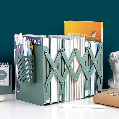 Metal Iron Book Ends Adjustable Bookends for Heavy Book Holder Heavy Duty Bookends Nonskid Bookcase Desktop Book Organizer Binder Holder (Green) in Kuwait