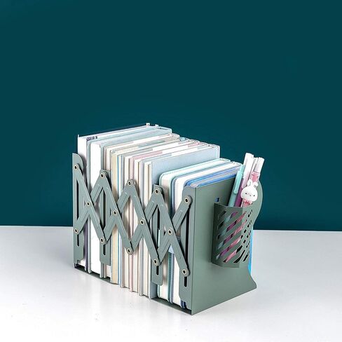 Metal Iron Book Ends Adjustable Bookends for Heavy Book Holder Heavy Duty Bookends Nonskid Bookcase Desktop Book Organizer Binder Holder (Green) in Kuwait