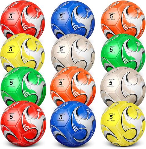 12 Pack Soccer Balls for Teen Adult Sports with Pump Cool for Teen Adult Outside Sport Training Practice Machine Game Stitched Soccer Back to School Soccer Ball Bulk in Kuwait
