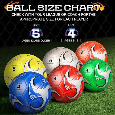 12 Pack Soccer Balls for Teen Adult Sports with Pump Cool for Teen Adult Outside Sport Training Practice Machine Game Stitched Soccer Back to School Soccer Ball Bulk in Kuwait