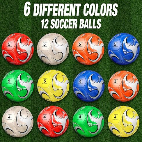 12 Pack Soccer Balls for Teen Adult Sports with Pump Cool for Teen Adult Outside Sport Training Practice Machine Game Stitched Soccer Back to School Soccer Ball Bulk in Kuwait