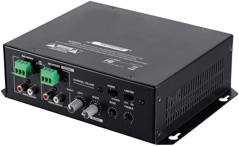 Monoprice Commercial Audio Mixer Amplifier - 120W, 2 Channel, No Logo, Black in Saudi Arabia