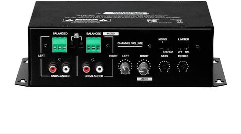 Monoprice Commercial Audio Mixer Amplifier - 120W, 2 Channel, No Logo, Black in Saudi Arabia