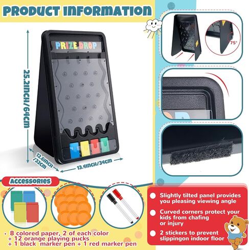 24" Spinning Prize Wheel and 25"x 14" Foldable Prize Drop Plinko Board Game, Spinning Wheel with 14 Color Slots Roulette, Win The Fortune Spinning Game for Party, Trade Show, Carnival in Saudi Arabia