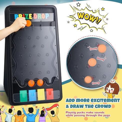 24" Spinning Prize Wheel and 25"x 14" Foldable Prize Drop Plinko Board Game, Spinning Wheel with 14 Color Slots Roulette, Win The Fortune Spinning Game for Party, Trade Show, Carnival in Saudi Arabia