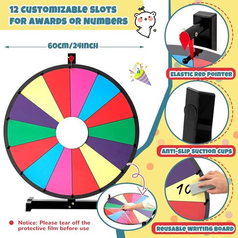 24" Spinning Prize Wheel and 25"x 14" Foldable Prize Drop Plinko Board Game, Spinning Wheel with 14 Color Slots Roulette, Win The Fortune Spinning Game for Party, Trade Show, Carnival in Saudi Arabia