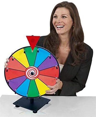 عجلة جائزة عالية التحمل مقاس 12 بوصة من Klvied، عجلة دوارة ملونة على سطح الطاولة ذات 12 فتحة مع نقرتين للنموذج، عجلة دوارة كرنفال مع أقلام مسح جافة وممحاة للعرض التجاري، لعبة Fortune Spin in Kuwait