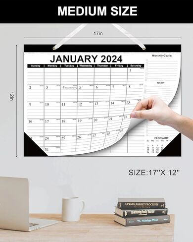 تقويم حائط 18 شهرًا - من يوليو 2023 - ديسمبر 2024، مخطط شهري 2023-24 تقويمات مكتبية مقاس 17 بوصة × 12 بوصة، تقويم كبير مع زاوية للتخطيط والتنظيم للمنزل والمكتب in Kuwait