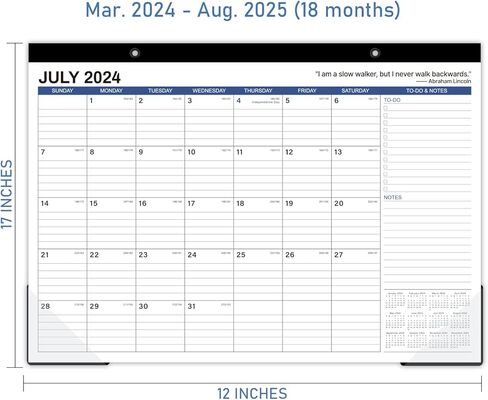 تقويم مكتب 2024-2025 - مارس 2024 - أغسطس 2025، تقويم 18 شهرًا 2024-2025، 17 بوصة × 12 بوصة، كتل كبيرة مسطرة، قائمة المهام والملاحظات، تقويم مكتب رائع للتنظيم in Kuwait