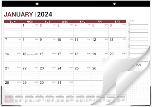 Desk Calendar 2024-12 Months Calendar 2024, 12" x 17", January 2024 - December 2024, 2024 Desk Calendar, Large Ruled Blocks for Planning and Organizing in Saudi Arabia