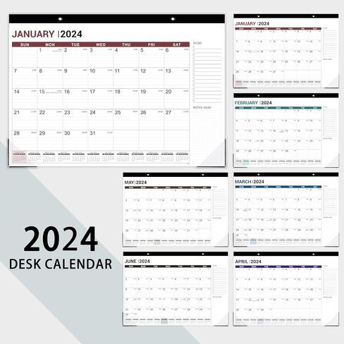 Desk Calendar 2024-12 Months Calendar 2024, 12" x 17", January 2024 - December 2024, 2024 Desk Calendar, Large Ruled Blocks for Planning and Organizing in Saudi Arabia
