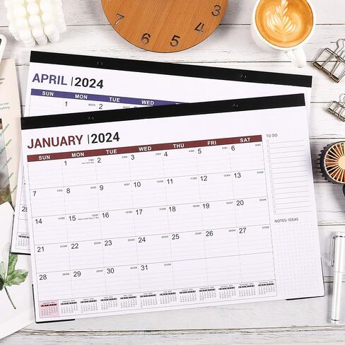 Desk Calendar 2024-12 Months Calendar 2024, 12" x 17", January 2024 - December 2024, 2024 Desk Calendar, Large Ruled Blocks for Planning and Organizing in Saudi Arabia