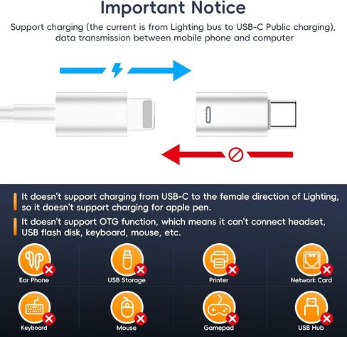 5 عبوات لمحول Lightning Female إلى USB C Male، لمحول Lightning إلى Type C لأجهزة iPhone 15/15 Pro/15 Pro Max/15 Plus، وiPad Air، وSamsung، ودعم نقل البيانات والشحن السريع PD in Kuwait