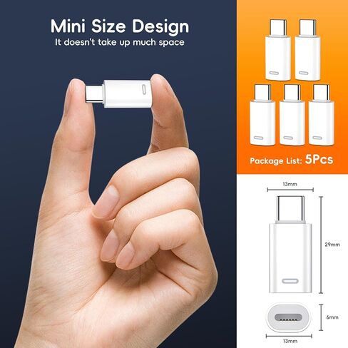 5 عبوات لمحول Lightning Female إلى USB C Male، لمحول Lightning إلى Type C لأجهزة iPhone 15/15 Pro/15 Pro Max/15 Plus، وiPad Air، وSamsung، ودعم نقل البيانات والشحن السريع PD in Kuwait