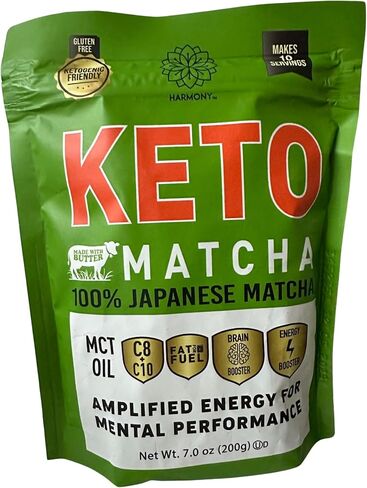 Harmony, Keto Matcha، ماتشا يابانية نقية لتضخيم الطاقة والأداء العقلي، حزمة مزيج المشروبات الفورية، 68 ملجم من الكافيين لكل حصة، 7.0 أونصة in Saudi Arabia