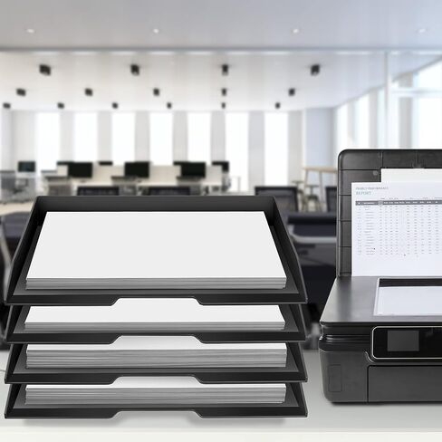Acrimet Stackable Letter Tray 4 Tier Side Load Plastic Desktop File Organizer (Black Color) in Saudi Arabia