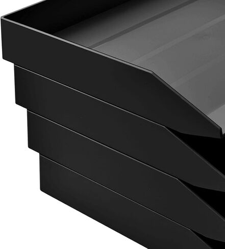 Acrimet Stackable Letter Tray 4 Tier Side Load Plastic Desktop File Organizer (Black Color) in Saudi Arabia