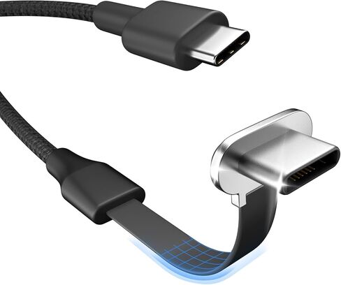 كابل شاحن USB C، كابل شحن من النوع C بقدرة 60 وات 3.3 قدم، منفذ C مسطح 90 درجة، نقل بيانات عالي السرعة متوافق مع Samsung S23/S22/S21، iPhone 15 Pro/Pro Max، MacBook Air/Pro، إلخ. in Saudi Arabia