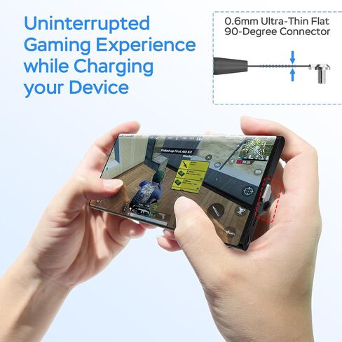 كابل شاحن USB C، كابل شحن من النوع C بقدرة 60 وات 3.3 قدم، منفذ C مسطح 90 درجة، نقل بيانات عالي السرعة متوافق مع Samsung S23/S22/S21، iPhone 15 Pro/Pro Max، MacBook Air/Pro، إلخ. in Saudi Arabia