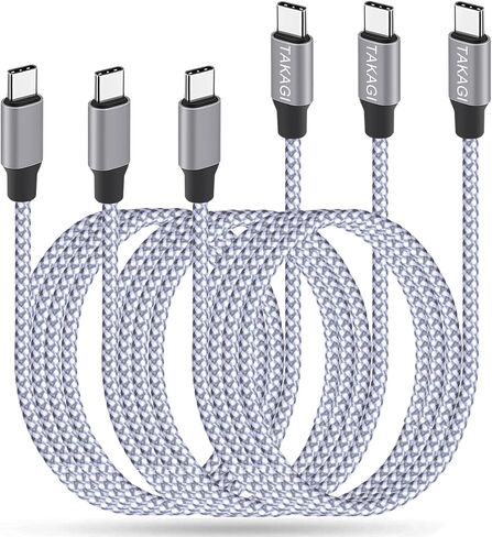 كابل USB C إلى USB C بطول 6 أقدام 60 وات 3 حزم، سلك مزامنة بيانات شحن سريع من النوع C من النايلون المضفر لهاتف iPhone 15/15 Pro/15 Pro Max، iPad Pro12.9/11، Mini 6، iPad Air 4/5، Samsung S22/21 , نوت 20 , هاتف أندرويد in Kuwait