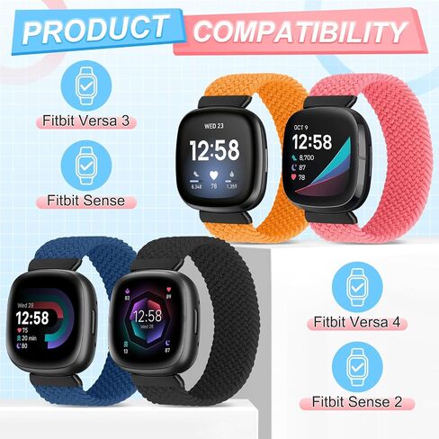 أربطة مضفرة قابلة للتمدد متوافقة مع Fitbit Versa 4 / Fitbit Sense 2 / Fitbit Versa 3 / Fitbit Sense، حزام مطاطي لـ Fitbit Versa 4 3 للرجال والنساء - 10 عبوات in Saudi Arabia