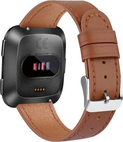 Leather Bands Compatible with Fitbit Versa 2 Bands & Versa Bands & Versa Lite Wristbands, Classic Fitbit Versa SE Replacement Leather Strap for Women Men in Saudi Arabia