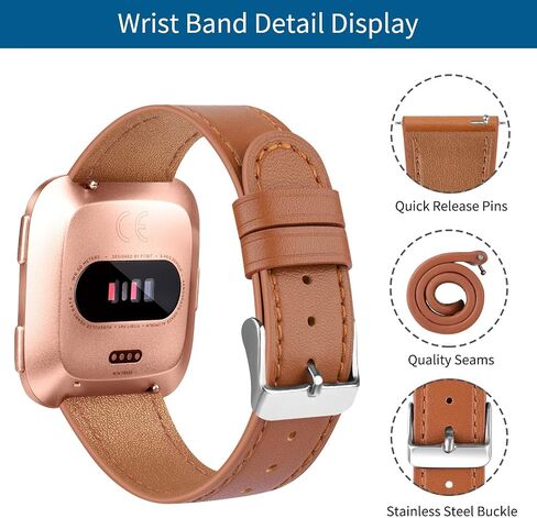 Leather Bands Compatible with Fitbit Versa 2 Bands & Versa Bands & Versa Lite Wristbands, Classic Fitbit Versa SE Replacement Leather Strap for Women Men in Saudi Arabia