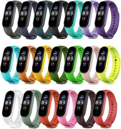 أحزمة بديلة متوافقة مع Xiaomi Mi Band 6 Band/Xiaomi Mi band 5 Band/Amazfit Band 5 Band، أساور معصم من السيليكون الناعم، حزام معصم رياضي قابل للتعديل للنساء والرجال in Kuwait