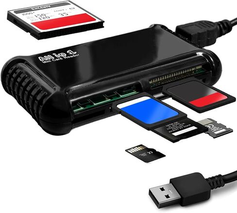 قارئ/كاتب بطاقات ذاكرة USB الكل في 1 فائق السرعة من Acuvar لجميع البطاقات SD/SDHC، Micro SD، CF، XD، MS/Pro & Duo Cards Plug N Play، متوافق مع Apple وWindows، مدعوم من USB in Kuwait