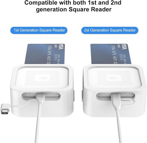 Credit Card Dock for Square Reader 1st and 2nd,Beautiful and Compact Case for Square Reader, Support Anti-Sleep Button, One Click to Turn On(Cable and Wall Charger Included, No Reader) White in Kuwait