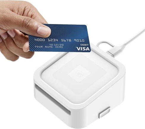 Credit Card Dock for Square Reader 1st and 2nd,Beautiful and Compact Case for Square Reader, Support Anti-Sleep Button, One Click to Turn On(Cable and Wall Charger Included, No Reader) White in Kuwait