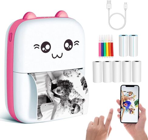 Mini Printer Portable, Pocket Thermal Printer with 7 Rolls Paper, Bluetooth Wireless Smart Printer for Photo Picture Office Receipt Label Note QR Code Inkless Printing with iOS Android APP (Blue) in Saudi Arabia