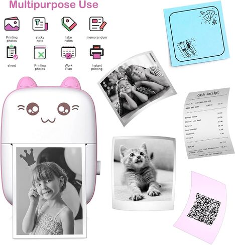 Mini Printer Portable, Pocket Thermal Printer with 7 Rolls Paper, Bluetooth Wireless Smart Printer for Photo Picture Office Receipt Label Note QR Code Inkless Printing with iOS Android APP (Blue) in Saudi Arabia