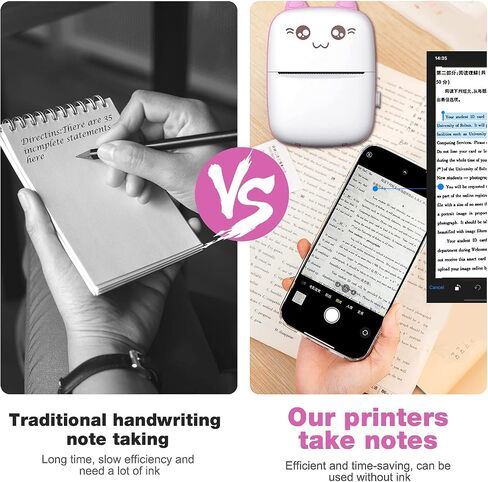 Mini Printer Portable, Pocket Thermal Printer with 7 Rolls Paper, Bluetooth Wireless Smart Printer for Photo Picture Office Receipt Label Note QR Code Inkless Printing with iOS Android APP (Blue) in Saudi Arabia