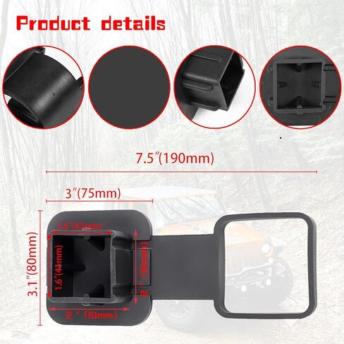 1 PC Trailer Hook Dust-Proof Plug, Square Mouth Protection Cover Traction Cover, 3.1In * 3.1In * 1.9In, Car Accessories, Suitable for Most Cars and Trailers (Black) in Saudi Arabia